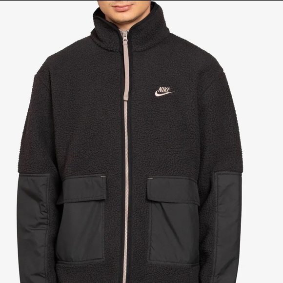 Nike Sportswear Jacket Sherpa Fleece Mens Size XL Black Full Zip DD5021-010 NEW - Picture 1 of 6